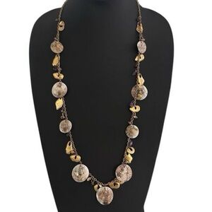 Coldwater Creek Statement Charm Necklace 30" Gold-tone
Shells & Amethyst Charms